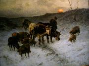 Christian Mali Winter evening after the cattle market painting